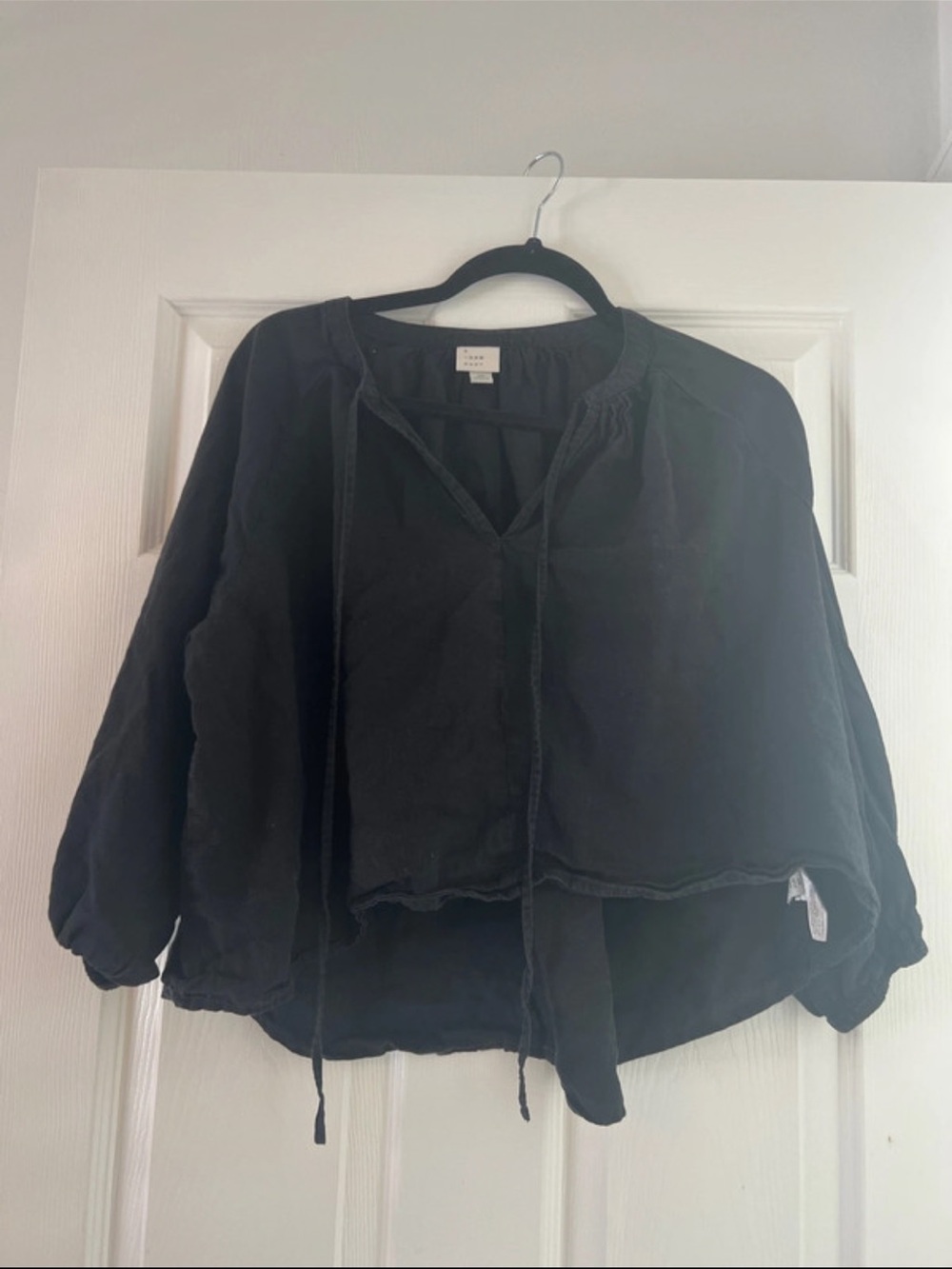 a new day Black Relaxed V-Neck Peasant Tunic